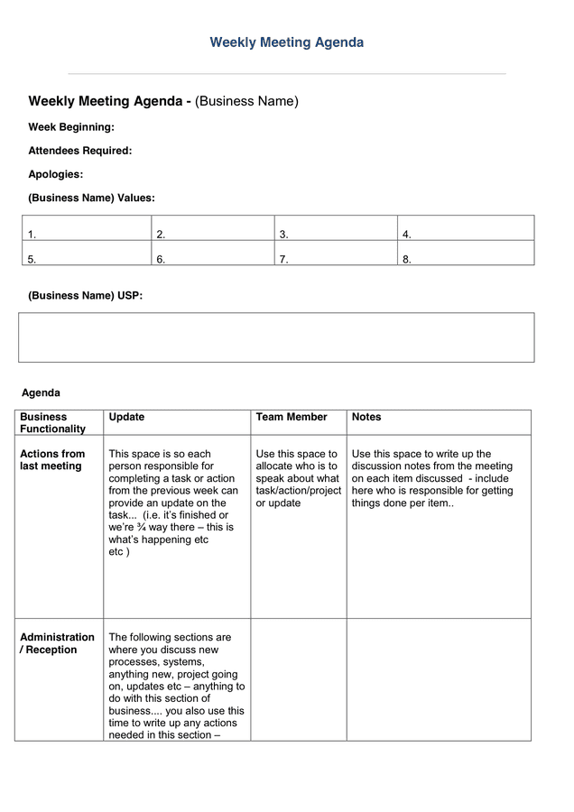 Na Meeting Format Template