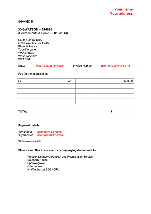 Blank INVOICE template in Word and Pdf formats