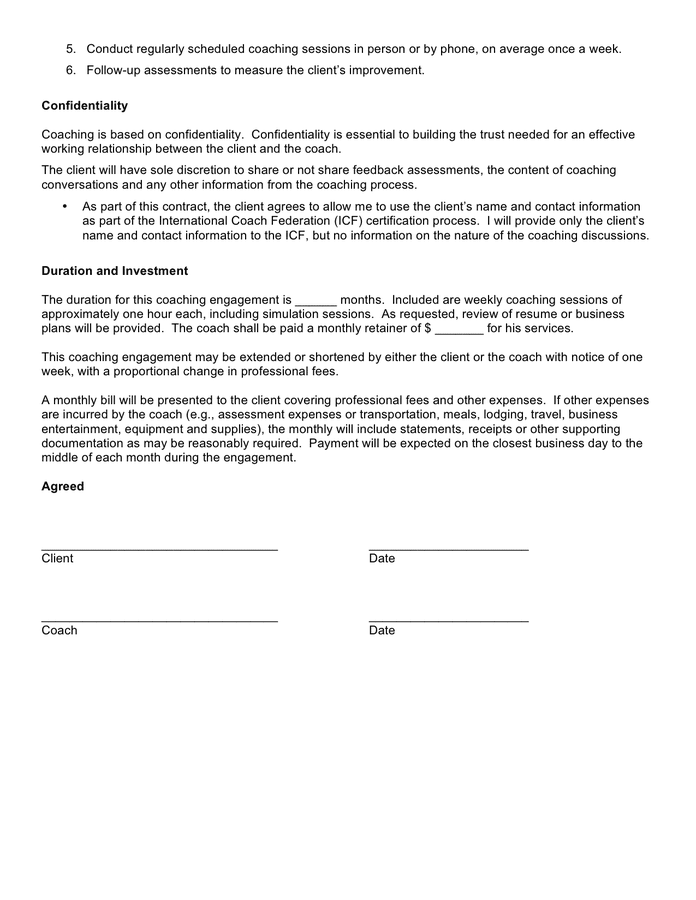 Business Coaching Contract Template