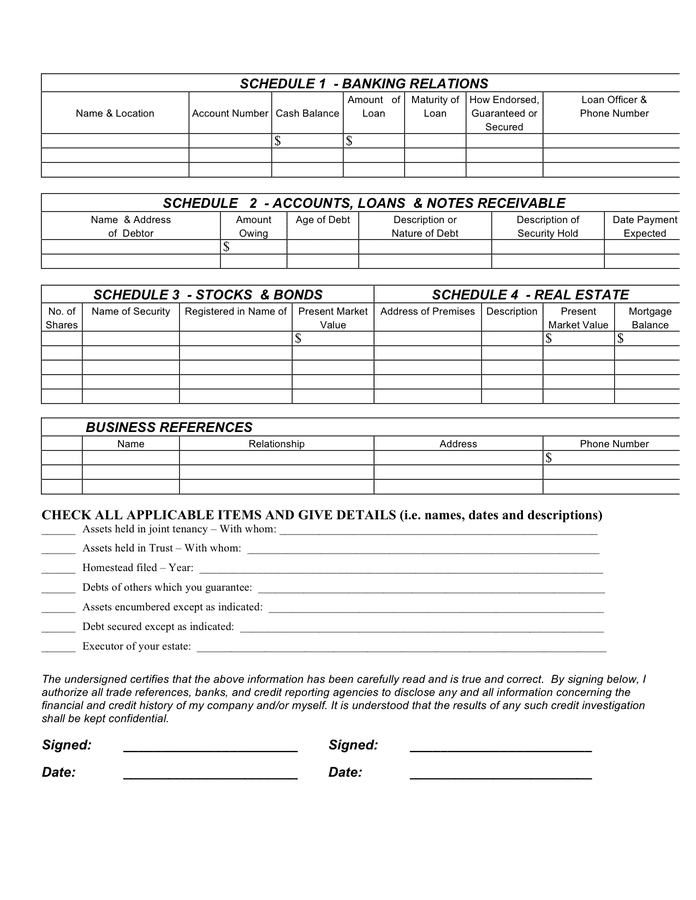 Personal financial statement generator picture