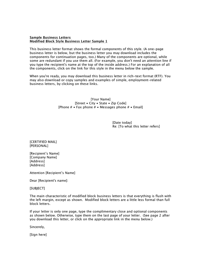 Full Block Style Business Letter Sample In Word And Pdf Formats Page 2 Of 3