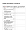 Pre Employment Medical Questionnaire Template In Word And Pdf Formats