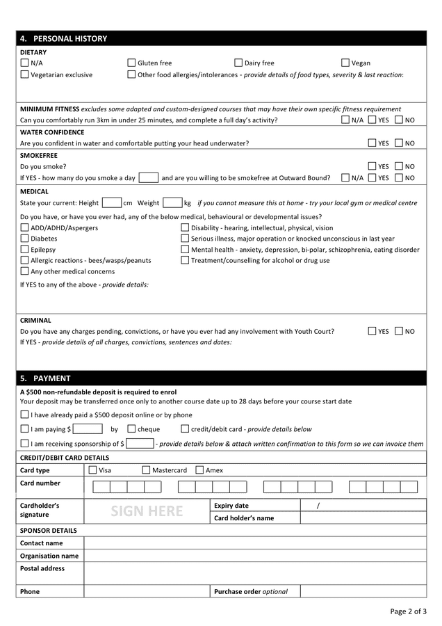 course-enrollment-form-new-zealand-in-word-and-pdf-formats-page-2-of-3