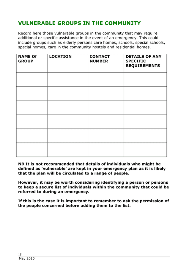 Community Emergency Plan Template In Word And Pdf Formats Page 15 Of 17