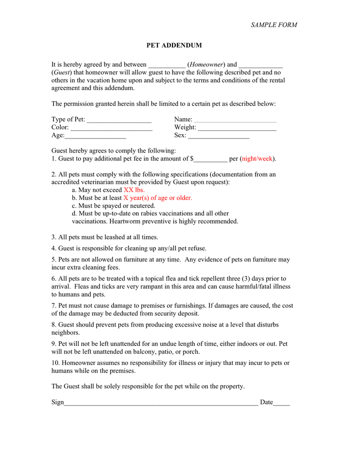 Short Term Rental Agreement Template In Word And Pdf Formats Page 8 Of 10