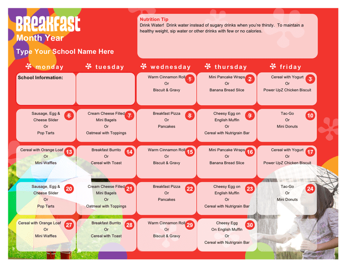 Breakfast Menu Template Word