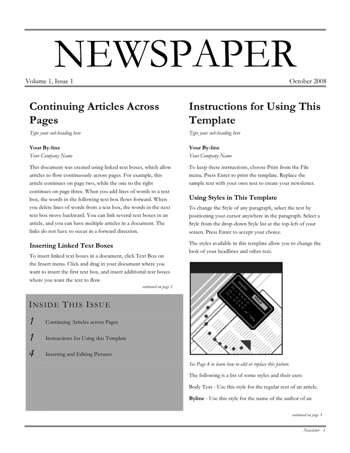 Create A Newspaper Template