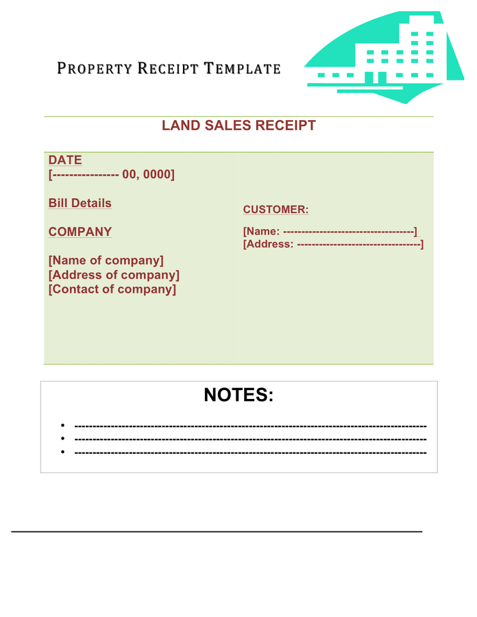 Land Sales Receipt Template In Word And Pdf Formats