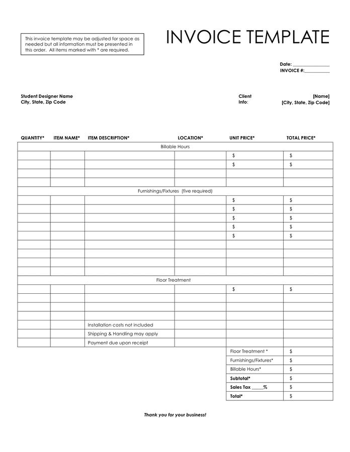 Flooring Invoice Templates 14 Word Pdf Excel Templates