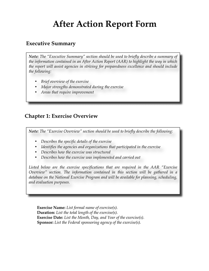 After Action Report Form In Word And Pdf Formats