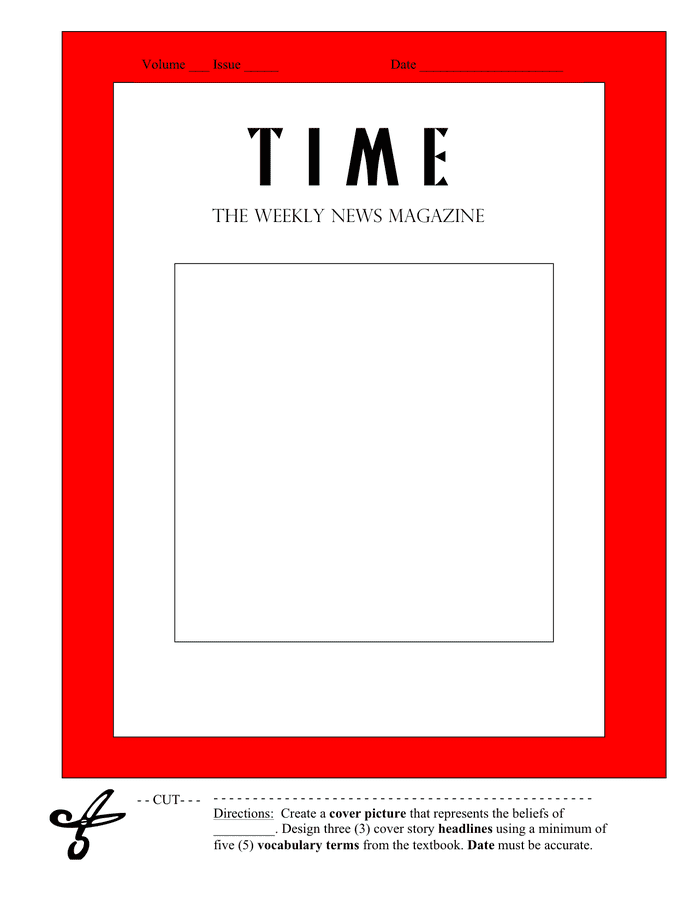 Magazine cover template in Word and Pdf formats