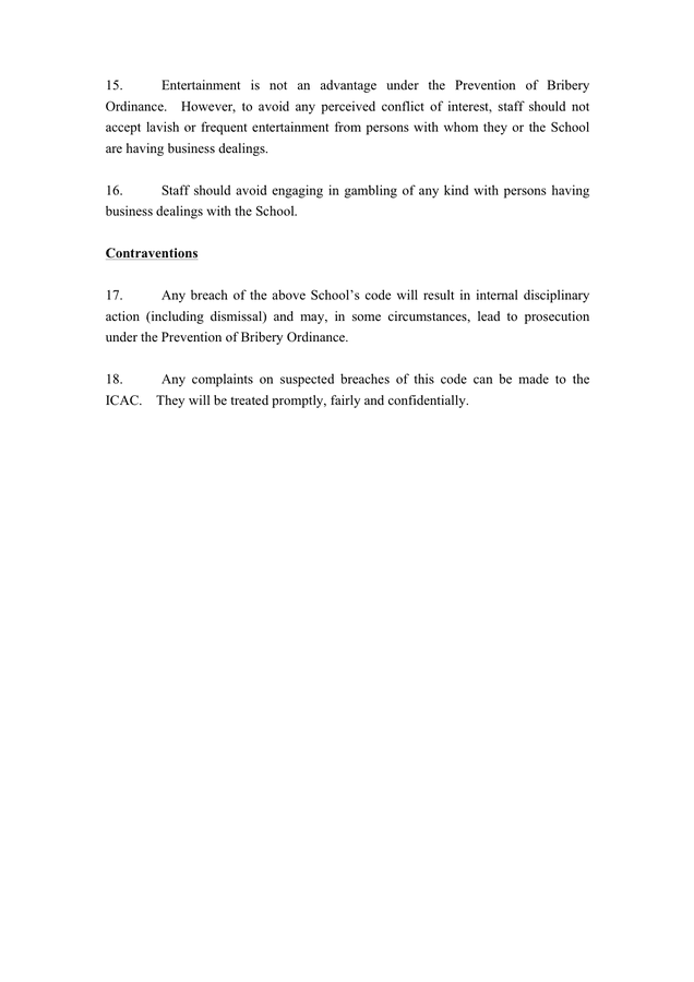 Sample code of conduct for schools in Word and Pdf formats page 4 of 4