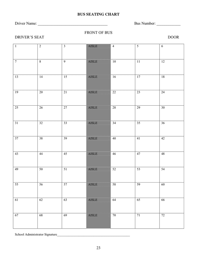 Bus Seating Chart In Word And Pdf Formats