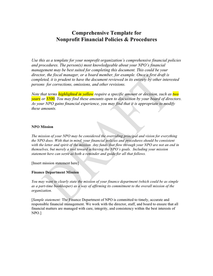 Nonprofit Reserve Policy Template