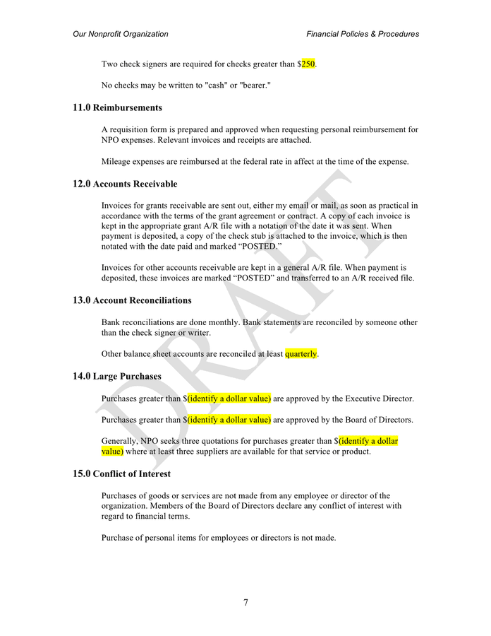 Fundraising Policy Template