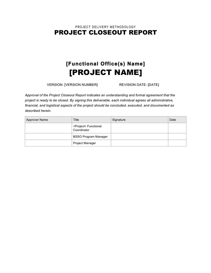 Project Closeout Report Template In Word And Pdf Formats Page 3 Of 7