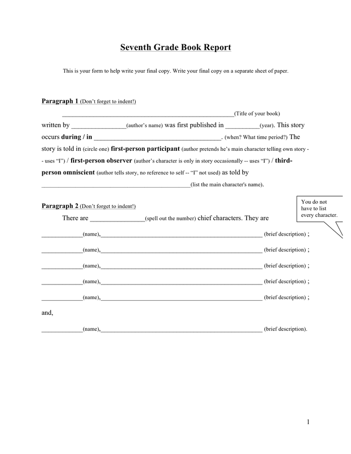 Book Report Template download free documents for PDF, Word and Excel