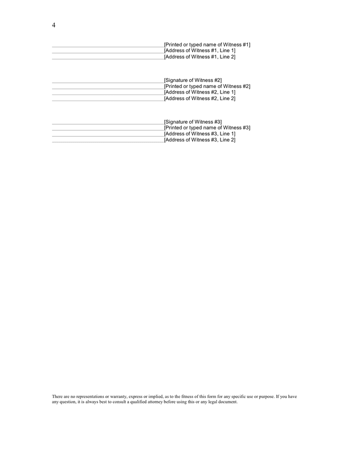 California last will and testament form in Word and Pdf formats page