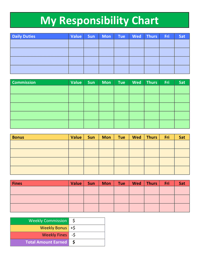 Responsibility Chart Template In Word And Pdf Formats Page 2 Of 4
