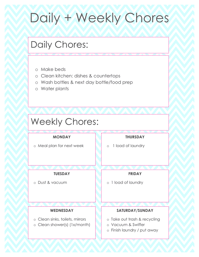 Daily Vs Weekly Chores
