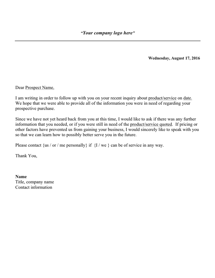 Follow Up Letter Samples