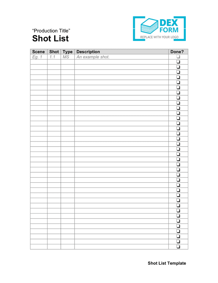 Shot List Template Download Free Documents For PDF Word And Excel