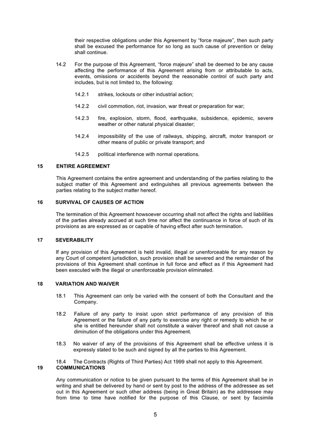 Consultancy Agreement (uk) In Word And Pdf Formats - Page 5 Of 6