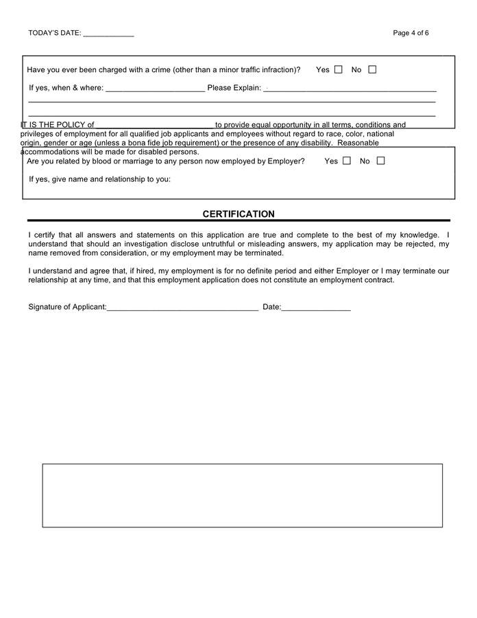 Employment Application Form Idaho In Word And Pdf Formats Page 4 Of 6 4185