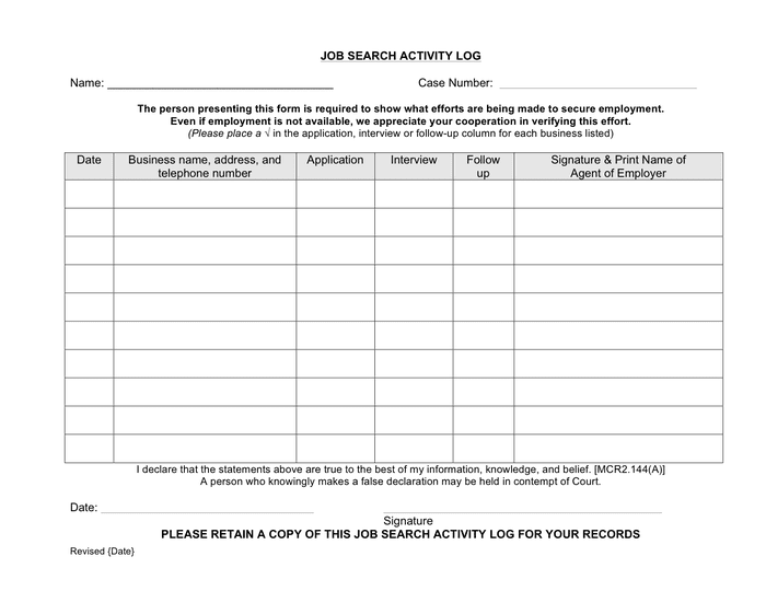 Job Search Log Template Printable Pdfeports173 web fc2