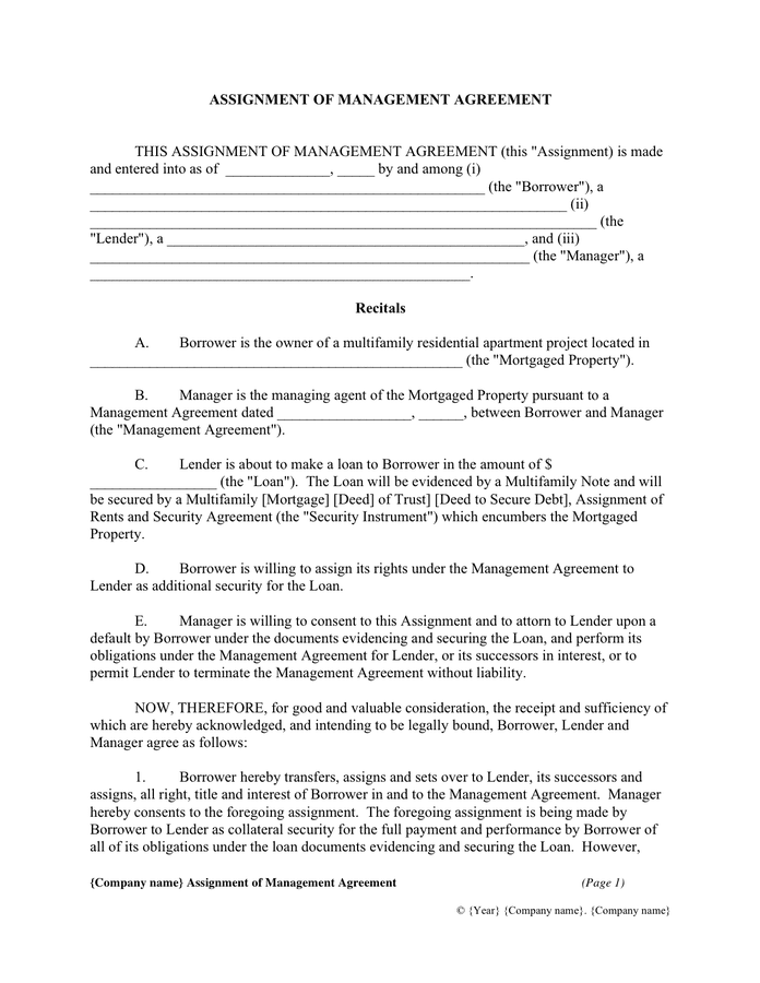 Assignment Agreement Template Download Free Documents For PDF Word 