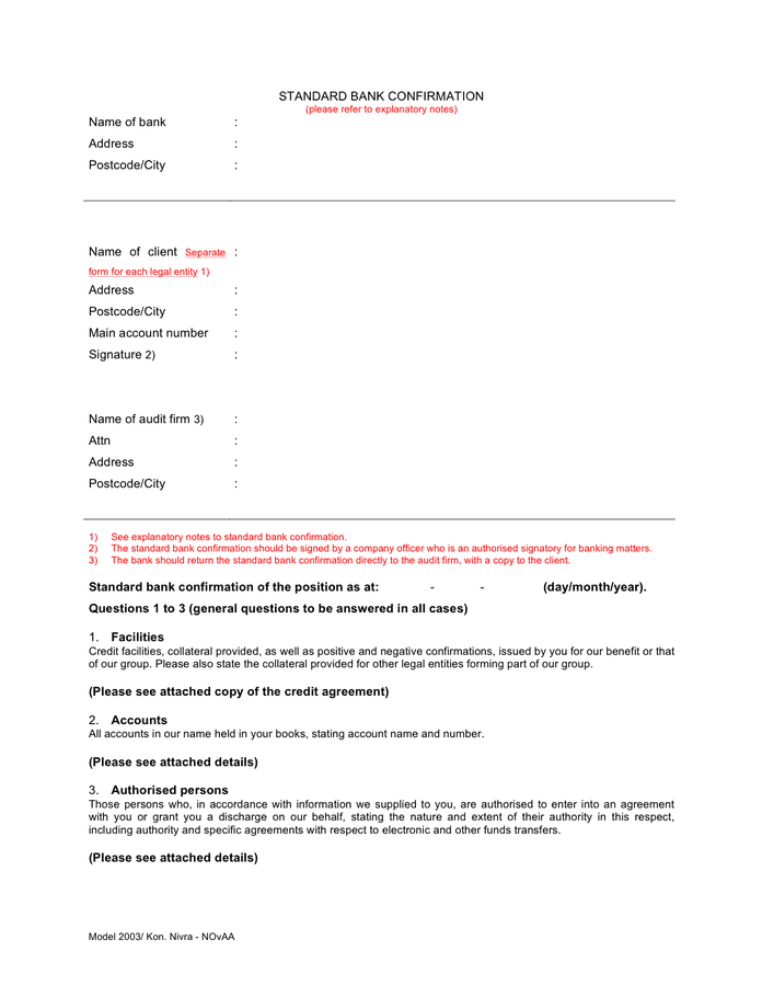 letter of credit confirmation template