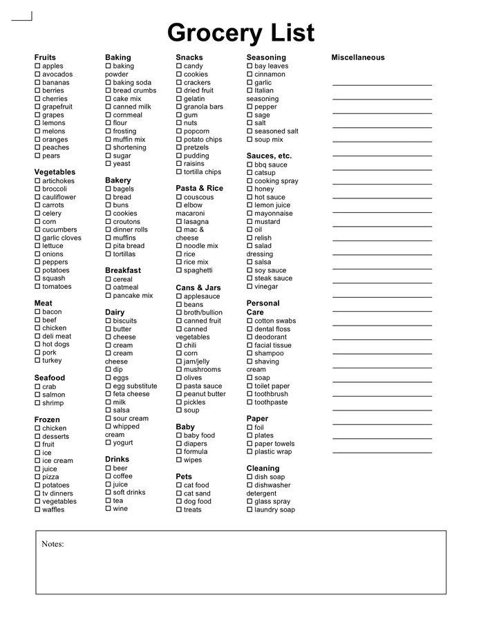Grocery List Template Download Free Documents For PDF Word And Excel