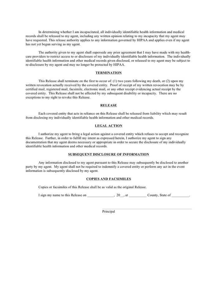 Free Medical Records Release Authorization Form Hipaa