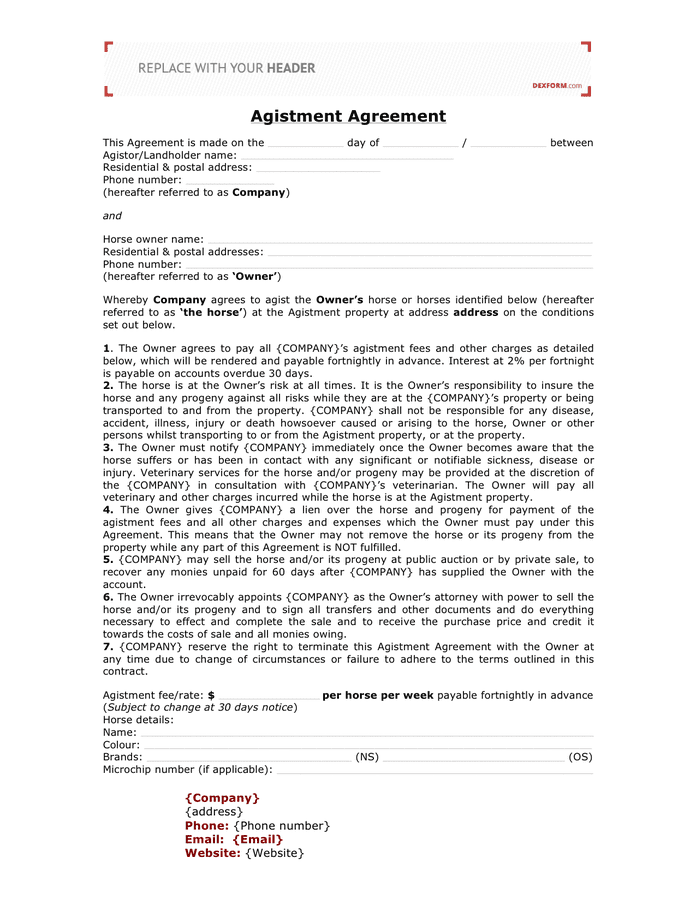 horse-agistment-agreement-template-in-word-and-pdf-formats