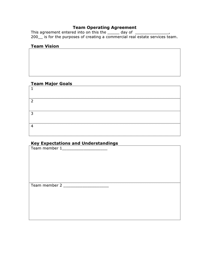 Team Agreement Template Master of Documents