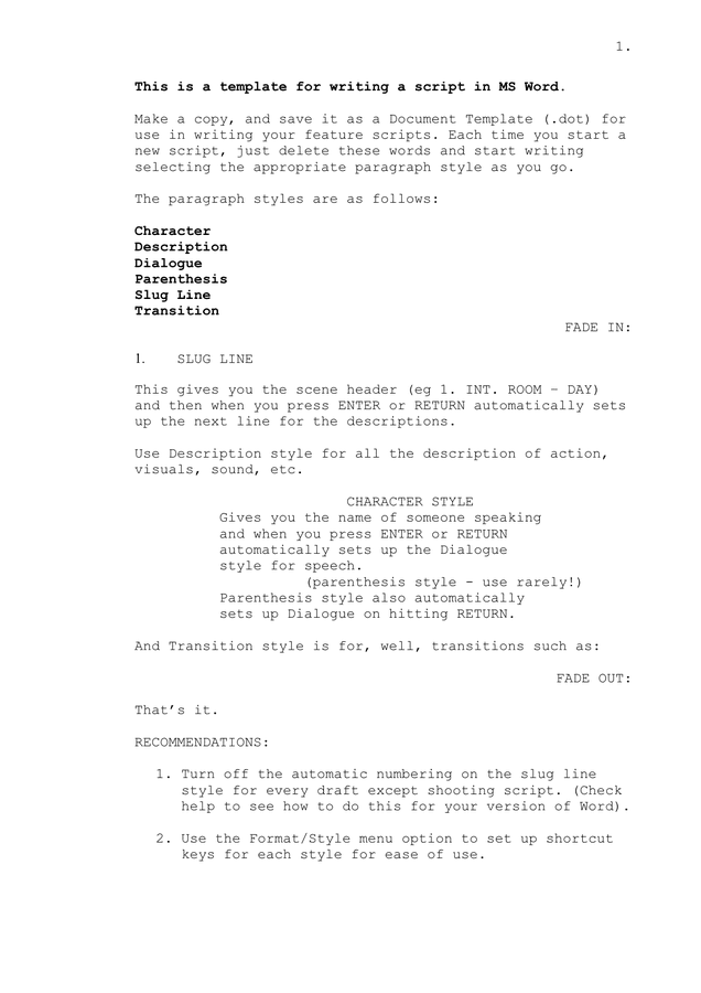 Screenplay Word Template from static.dexform.com