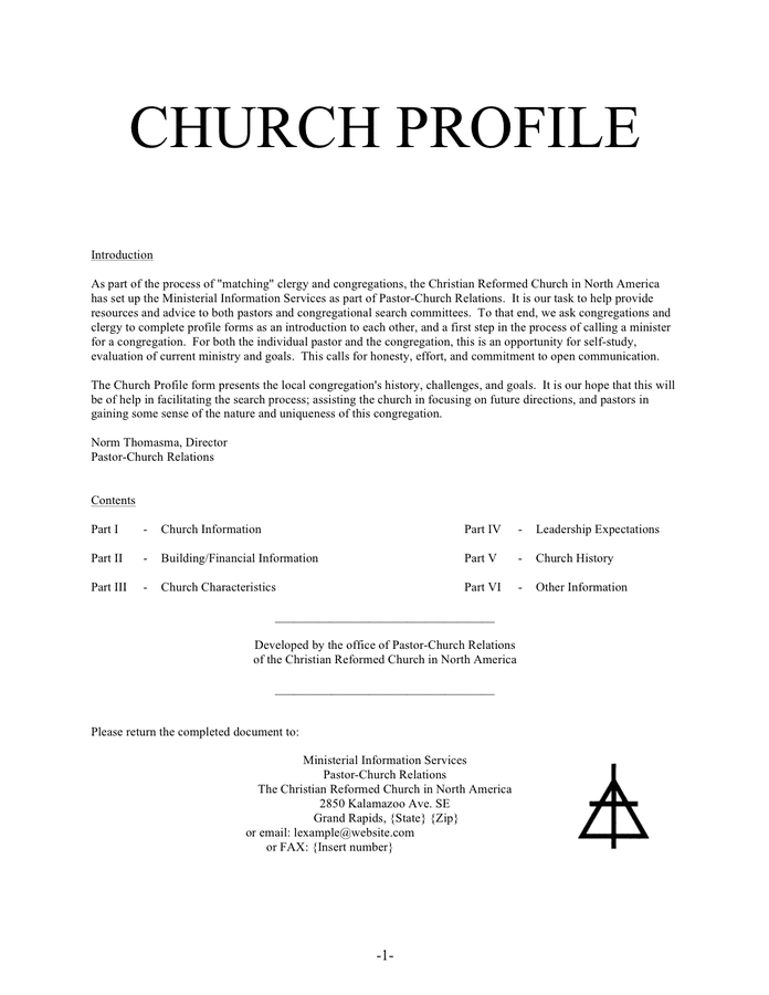 Church Profile Form In Word And Pdf Formats