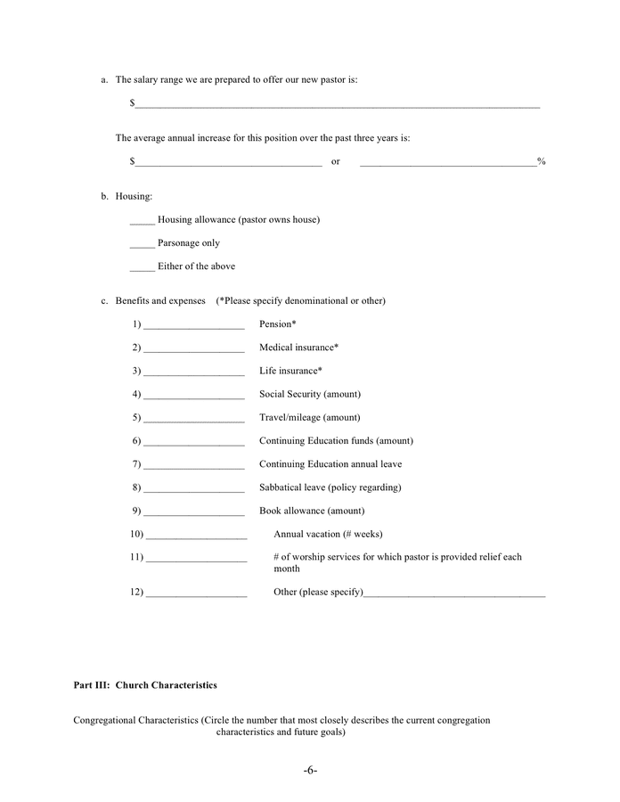 Church Profile Form In Word And Pdf Formats - Page 6 Of 12