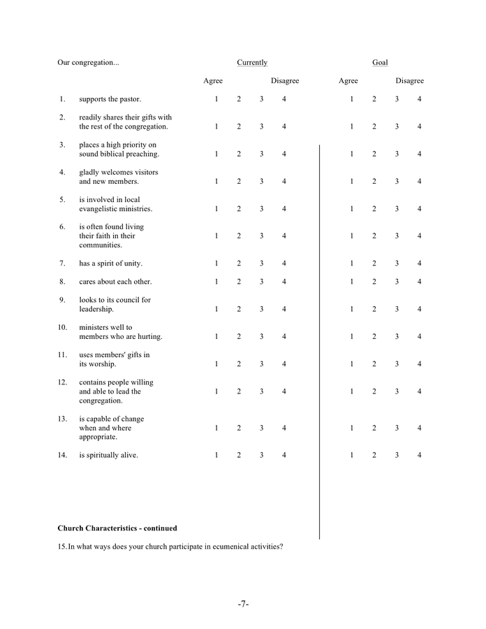 Church Profile Form In Word And Pdf Formats - Page 7 Of 12