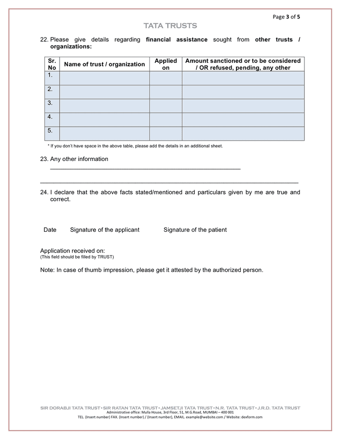 Medical Grant Application Form In Word And Pdf Formats Page 3 Of 5 5371