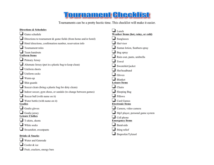 Packing Checklist download free documents for PDF, Word and Excel