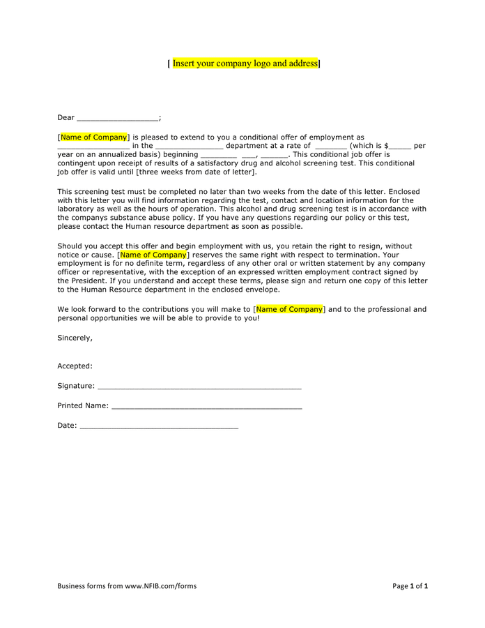 Contingent Offer Letter Sample from static.dexform.com