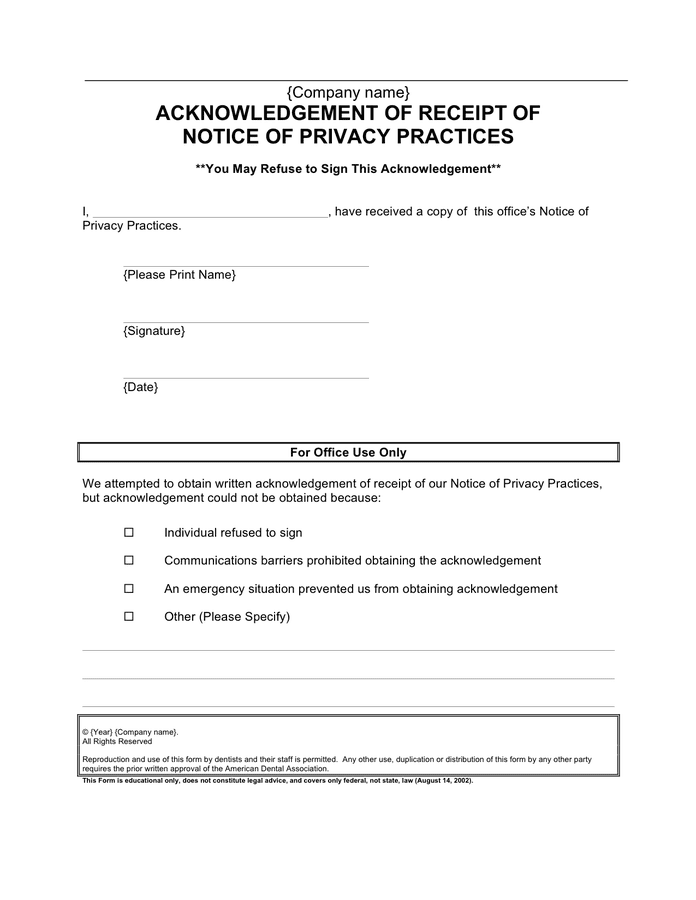 Dental patient information forms in Word and Pdf formats page