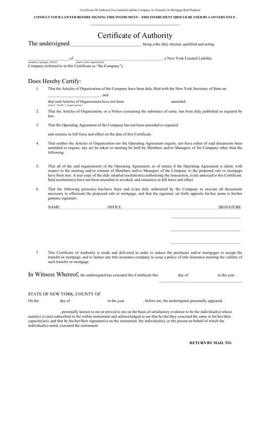 llc signing authority template