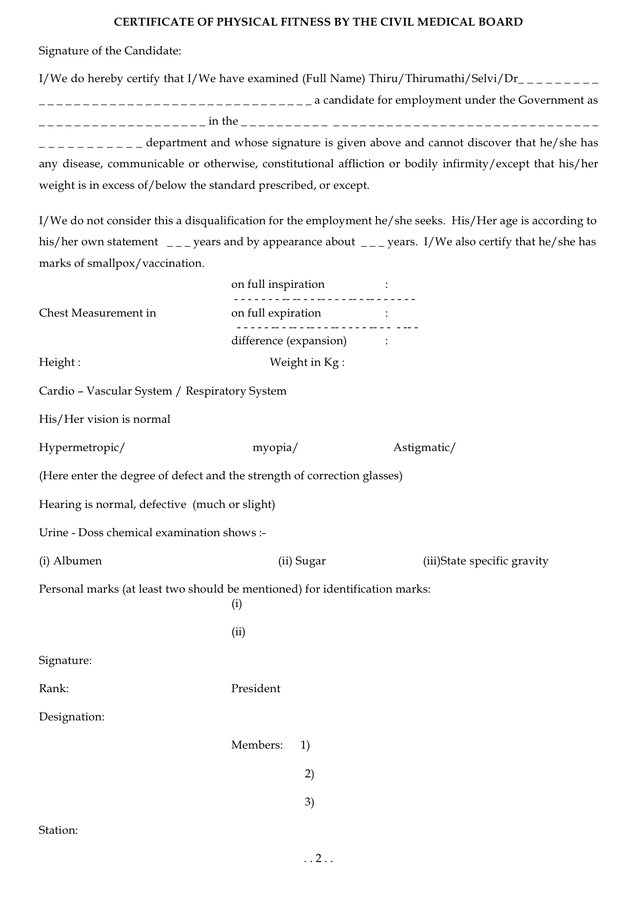 20 Medical Fitness Certificate PNG