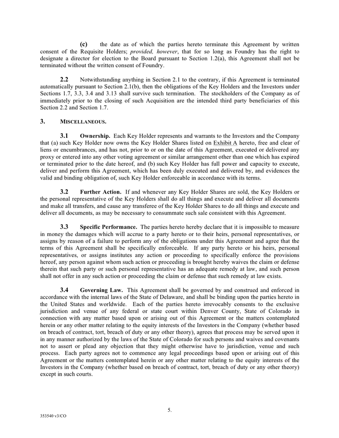 Shareholder's voting agreement template in Word and Pdf formats page