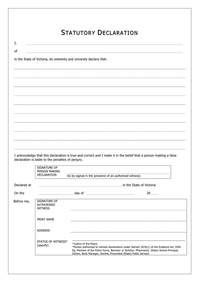 Statutory Declaration Form Canada In Word And Pdf Formats 2649