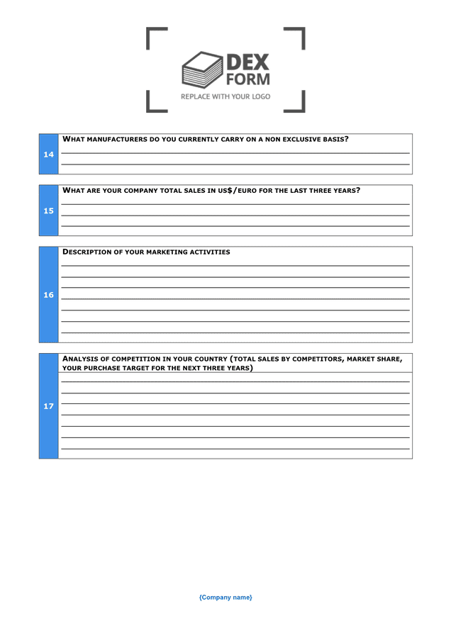 New distributor questionnaire in Word and Pdf formats page 4 of 6