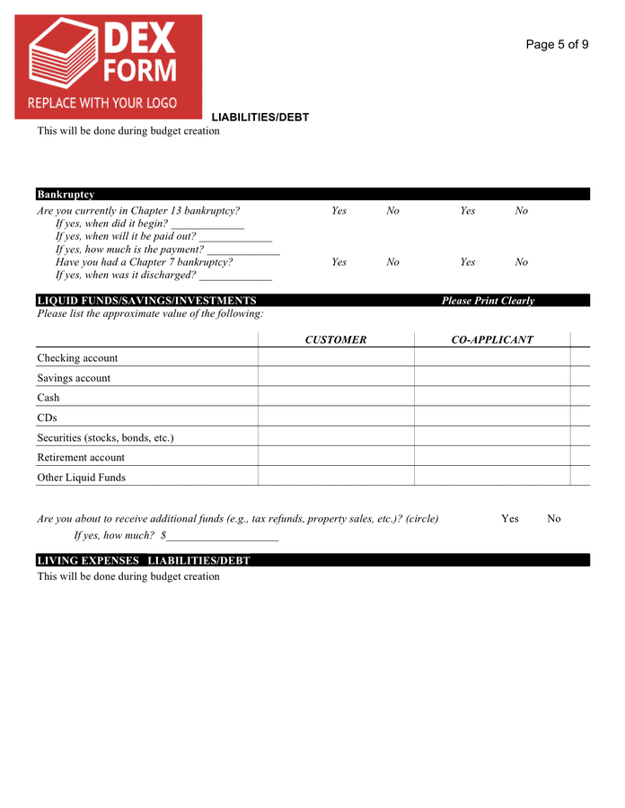 customized home buyer intake form