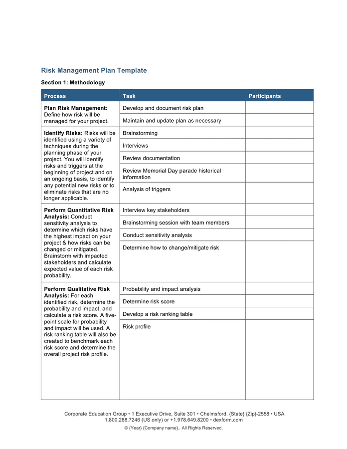 Risk Management Plan Template Download Free Documents For Pdf Word And Excel 7922